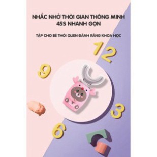 [CHÍNH HÃNG]Bàn Chải Đánh Răng Điện Trẻ Em V6-Máy Đánh Răng Chữ U Cho Bé An Toàn Vệ Sinh-Bàn Chải Điện Chất Liệu Silicon