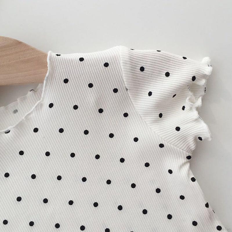 Bộ đồ ngủ ngắn tay họa tiết chấm bi phong cách Hàn Quốc dành cho nữ