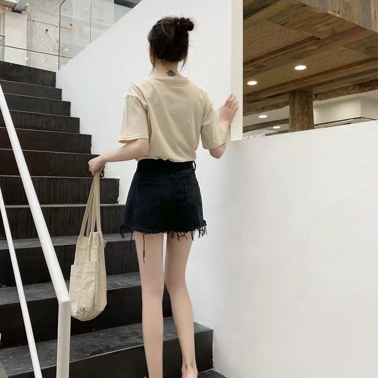 Quần short jean lưng cao thời trang Hàn Quốc tùy chọn màu sắc dành cho nữ