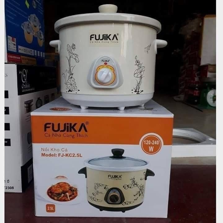 Nồi Kho Cá, nồi nấu chậm Fujika FJ-KC15/25 dung tích 1.5L/2.5L dùng điện, bảo hành 12 tháng