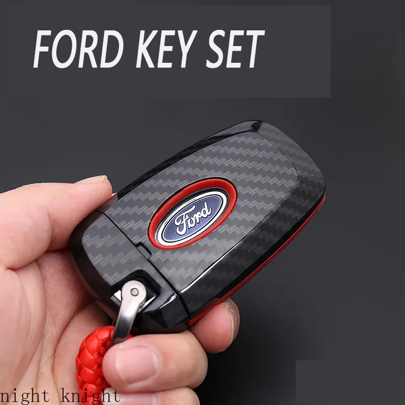 Móc Khóa Kim Loại Sợi Carbon Hình Logo Xe Hơi Ford