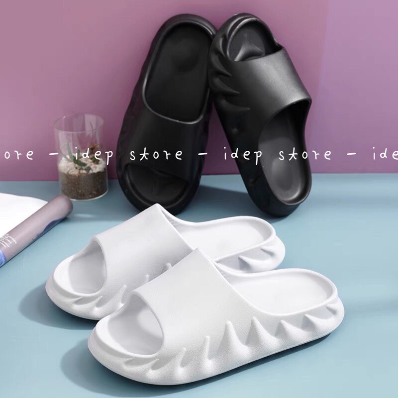 HCM- Dép bánh mì gợn sóng unisex DL130 (Form nhỏ) - Dép nam nữ quai ngang siêu nhẹ cao 4cm đi mưa siêu bền