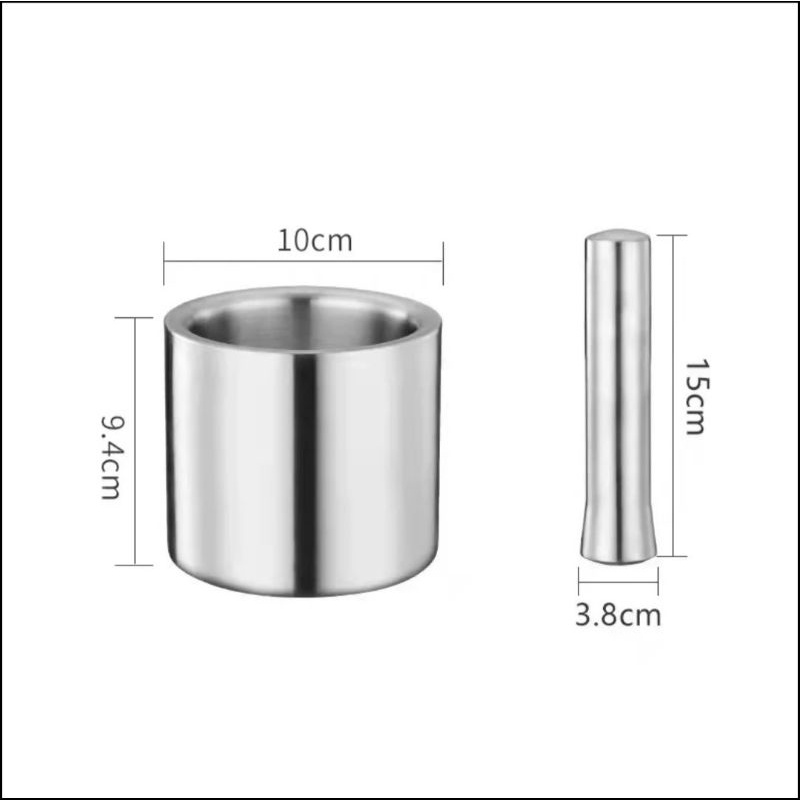 Bộ cối chày inox 304 3 lớp size 10cm siêu bền chống nấm mốc