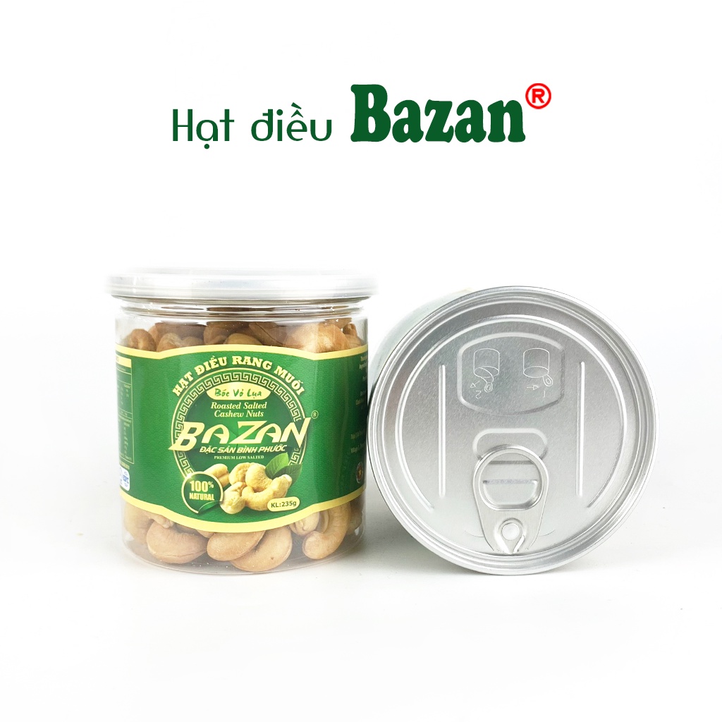 Hạt điều rang muối Bazan Bình Phước nguyên hạt dinh dưỡng A+ loại 1 hộp 235g nắp bật sạch vỏ lụa | WebRaoVat - webraovat.net.vn