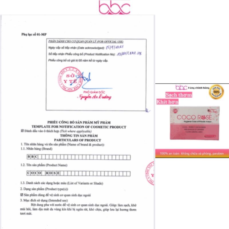 Coco rose phụ khoa se khich sạch viêm hộp 5 gói làm hồng vùng kín