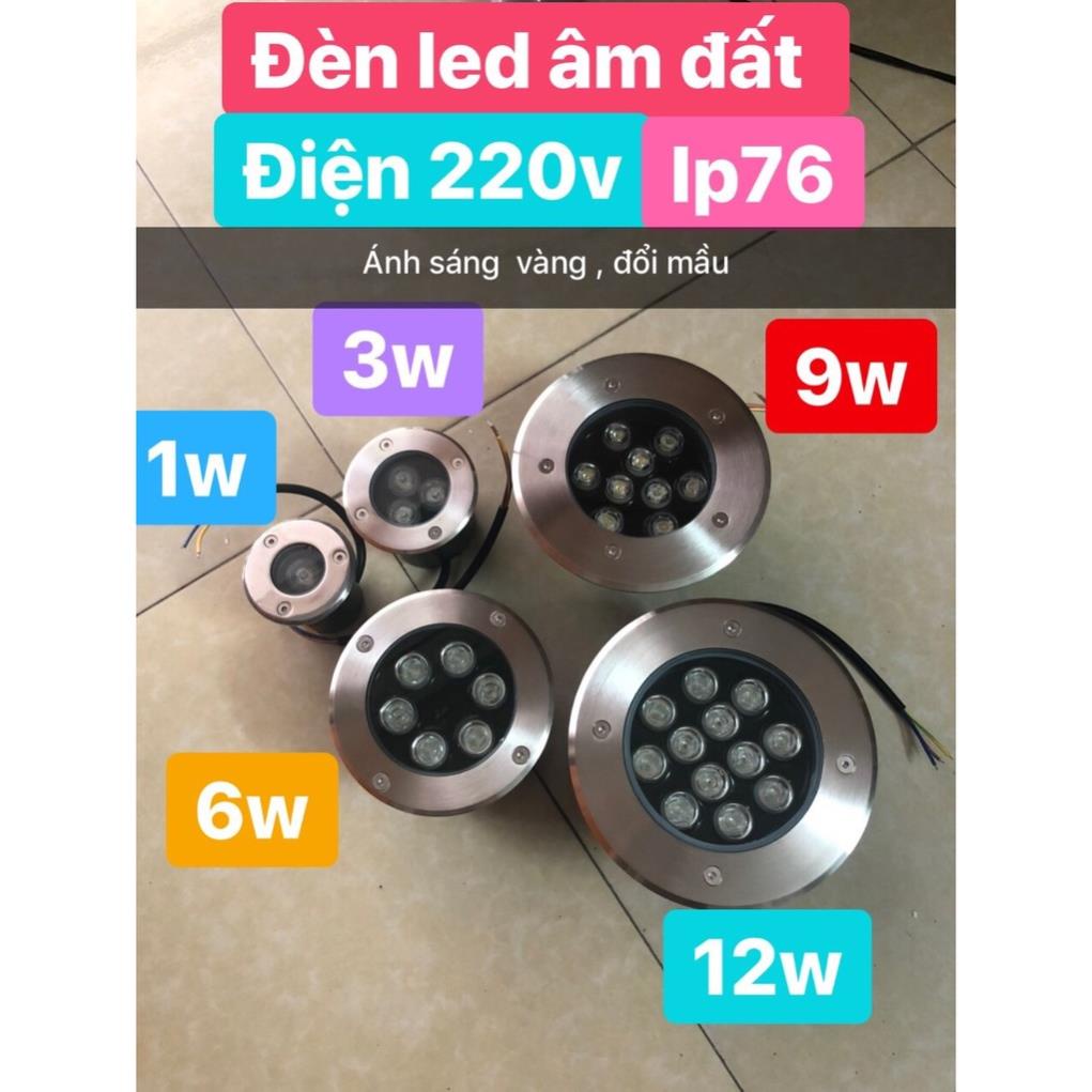 Đèn LED âm sàn, âm đất sân vườn cao cấp IP76, chống nước 1W-3W-6W-9W-12W.