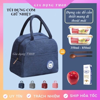 Túi Đựng Cơm Giữ Nhiệt Văn Phòng Đồ Thức Ăn Mang Cơm Trưa Bình Nước Cao Cấp Chống Nước Tiện Lợi