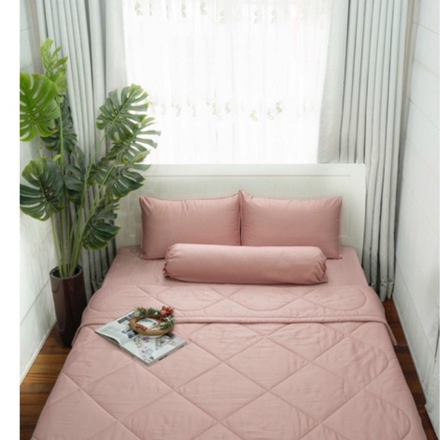 Ga gối màu trơn tencel 60s cao cấp, 1 ga trải giường bo chun kèm 2 vỏ gối nằm