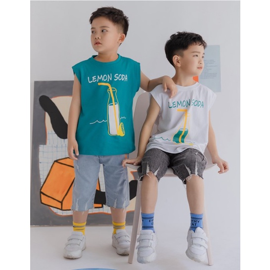 Bộ Áo Thun Cotton + Quần Short 2 Món Thời Trang Mùa Hè Cho Bé trai 4 -15 Tuổi