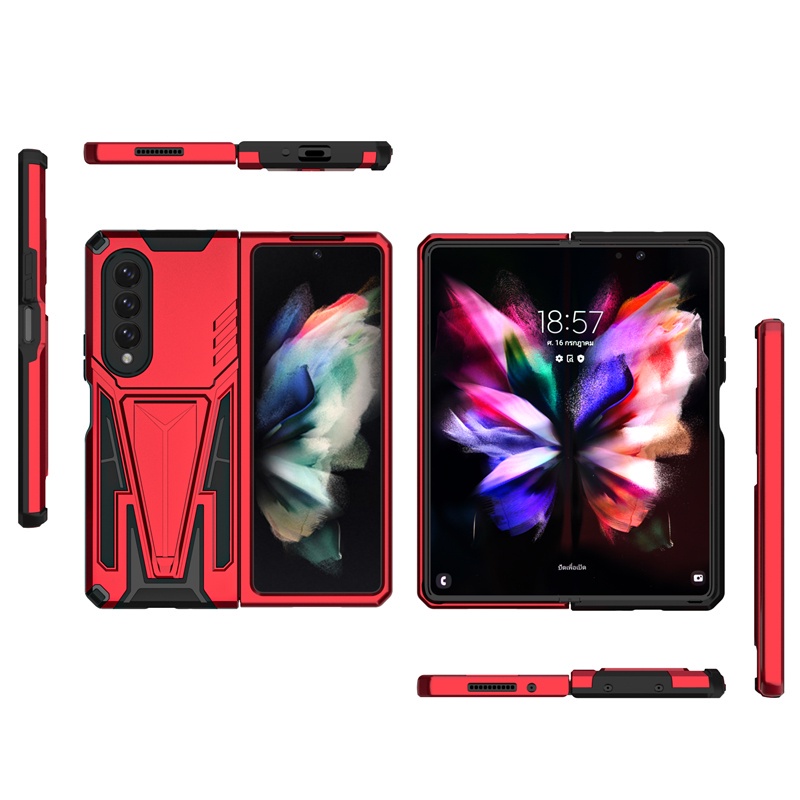 Ốp điện thoại dạng giáp chống rơi có giá đỡ nam châm hình chữ V cho Samsung Galaxy Z Fold 3 / Z Flip 3