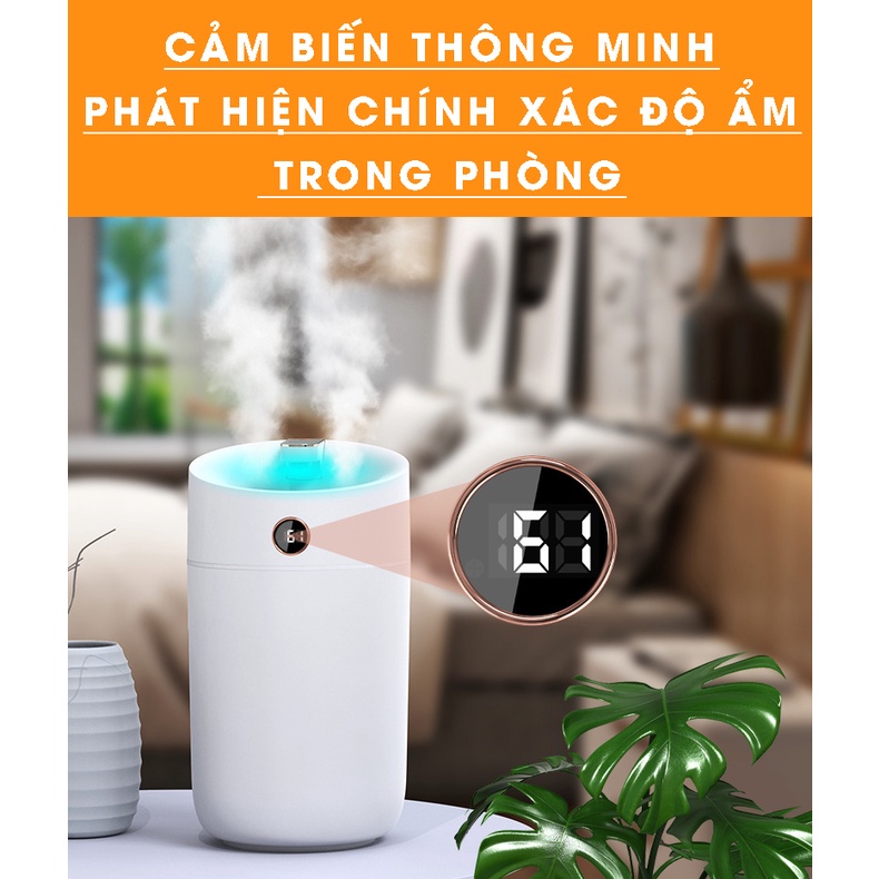 (Tặng 2 Bông) - Máy Phun Sương Dung Tích Lớn 3L Tạo Độ Ẩm Không Khí, Khuếch Tán Tinh Dầu Cao Cấp - Đèn Led Ngủ Tiện Lợi