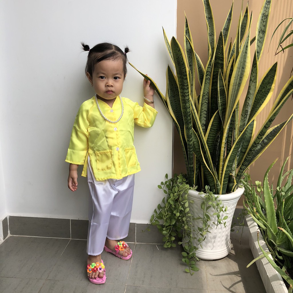 Bộ Bà Ba màu Đỏ Vàng Hồng cho bé gái từ 7-20kg SamGau Shop