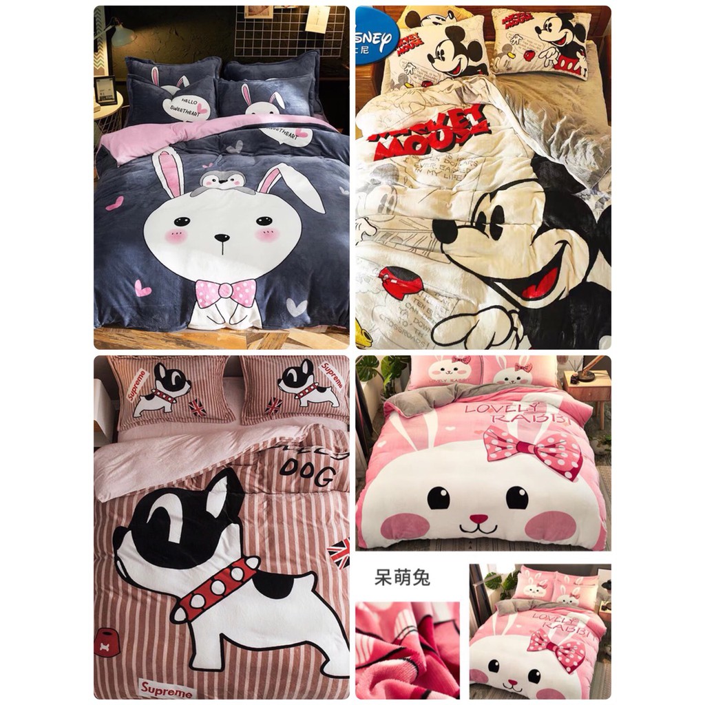 Thanh lý Bộ Chăn Ga Gối Nỉ Nhung 3D-bedding53