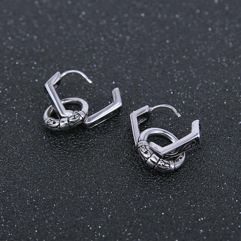 Bông Tai Kim Loại Hình Tròn Khắc Họa Tiết Phong Cách Hip Hop Thời Trang Cho Nam Và Nữ