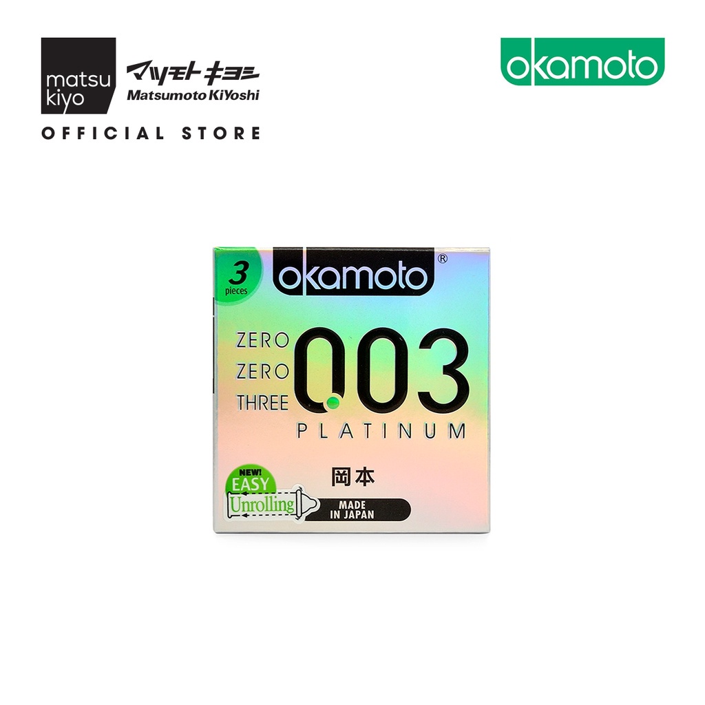 Bao Cao Su Okamoto 0.03 Platinum Trong Suốt Mềm Mại 3 Cái matsukiyo