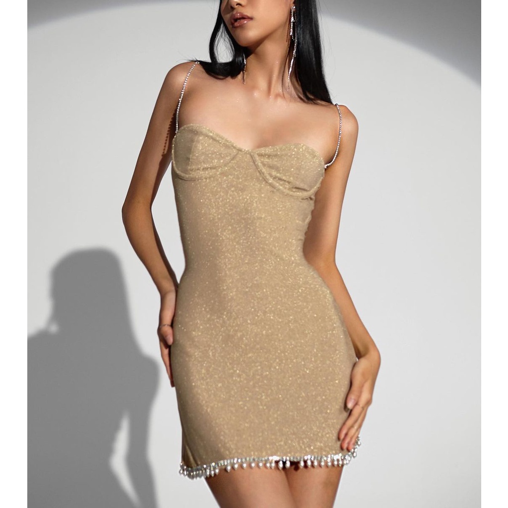 ONONMADE Đầm thun sequin đính đá pha lê Bling Bling Bocconia Dress
