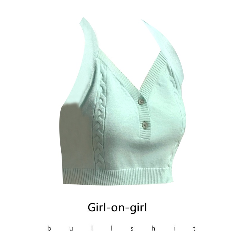 SUXI Áo Croptop Sát Nách Cổ Chữ V Chất Liệu Dệt Kim Phong Cách Thời Trang Hàn Quốc