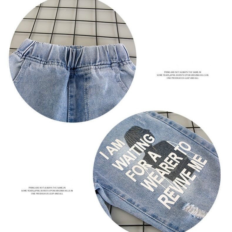 Quần Short Jean Kiểu Rách Thời Trang Cho Bé Trai