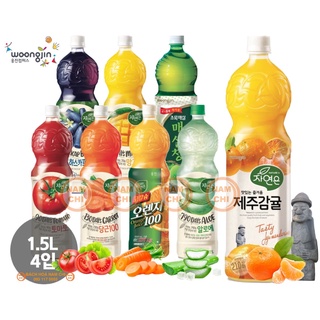 [CHAI 1.5L] Nước Ép Trái Cây Woongjin Chai Lớn 1.5L Ngọt Thanh Có 4 Vị Táo, Đào, Trái Mơ, Việt Quất