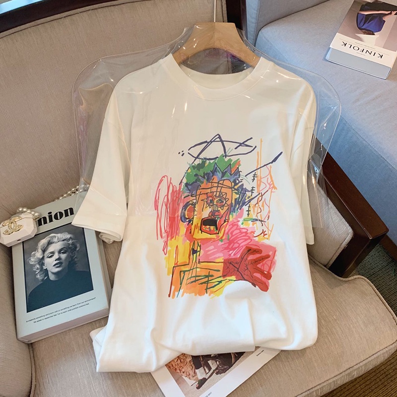 NRVP Áo Thun Nữ Ngắn Tay In Chữ Phong Cách Hàn Quốc