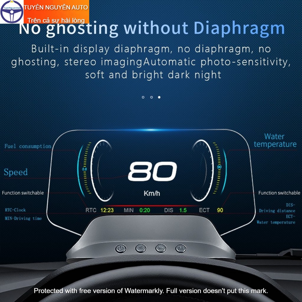 HUD C3 hiển thị tốc độ ô tô xe hơi màn hình màu LCD phản chiếu nhiều giao diện OBD2 + USB GPS mẫu cao cấp mới 2021