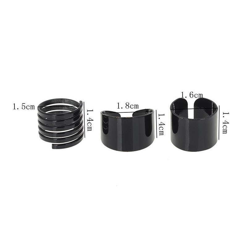 Set 3 Nhẫn Đốt Ngón Tay Màu Đen