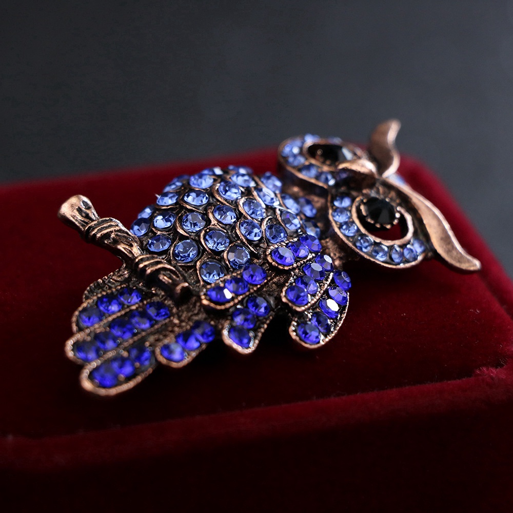 Trâm Cài Áo Hình Chim Cú Đính Đá Màu Xanh Dương Phong Cách Hàn Quốc Chất Lượng Cao Cho Nam Và Nữ