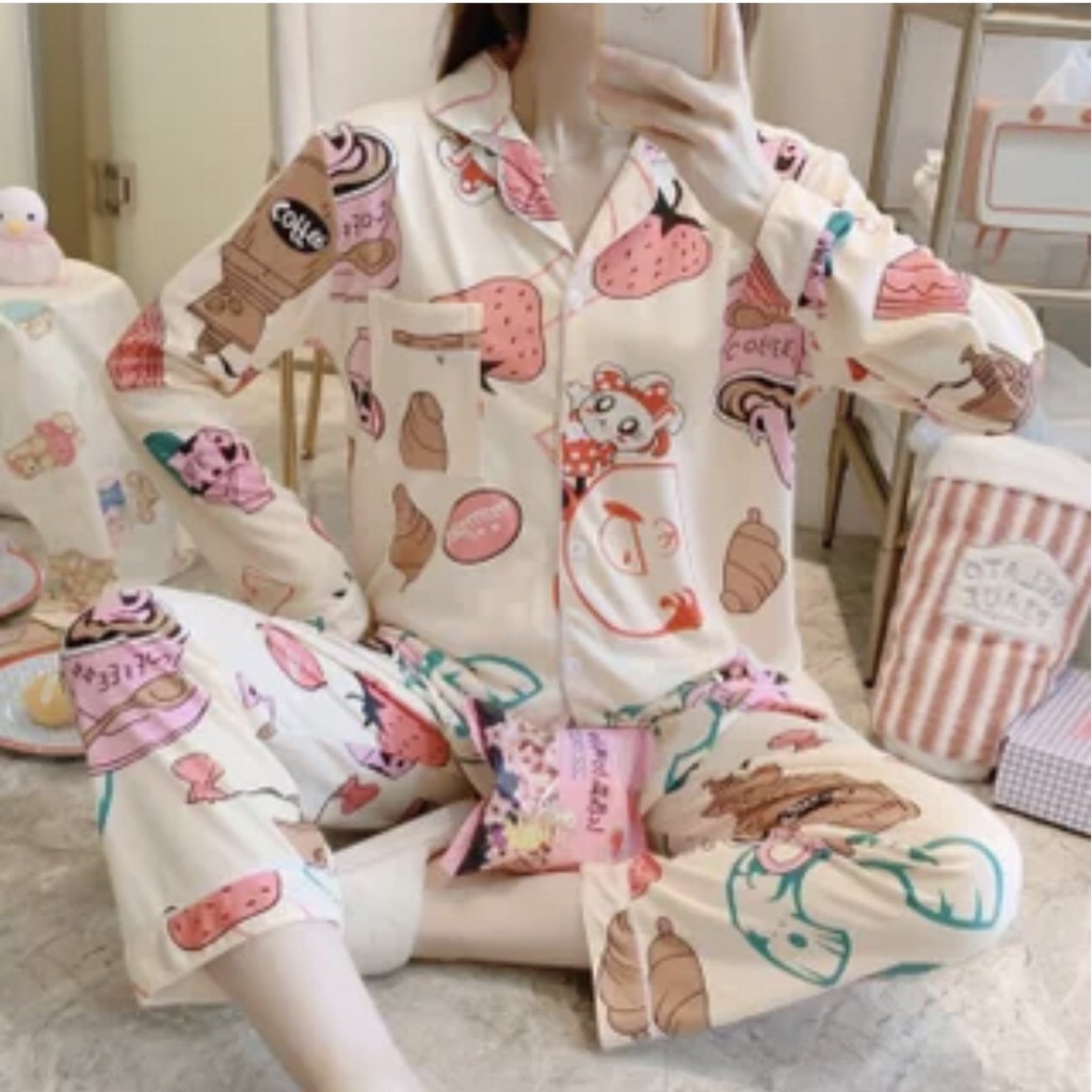 Đồ Bộ Pijama - Bộ đồ mặc nhà cotton họa tiết hoạt hình (Hàng có sẵn)