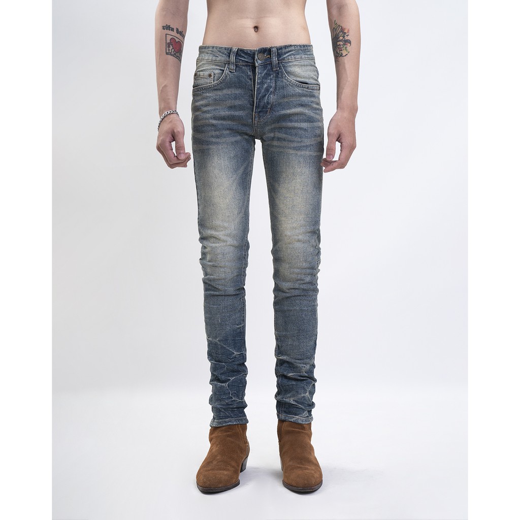 Quần Jeans Wrinkled Dirty Blue