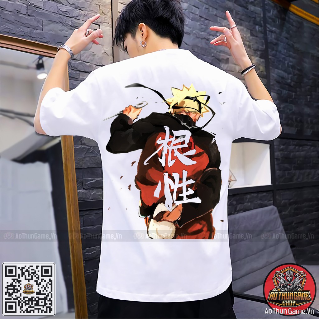 Áo phông naruto nam nữ trắng đen form rộng unisex cotton co giãn thoáng mát