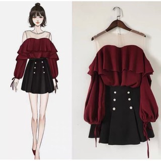 Sét áo rớt vai + váy #bigsize 60=>90kg