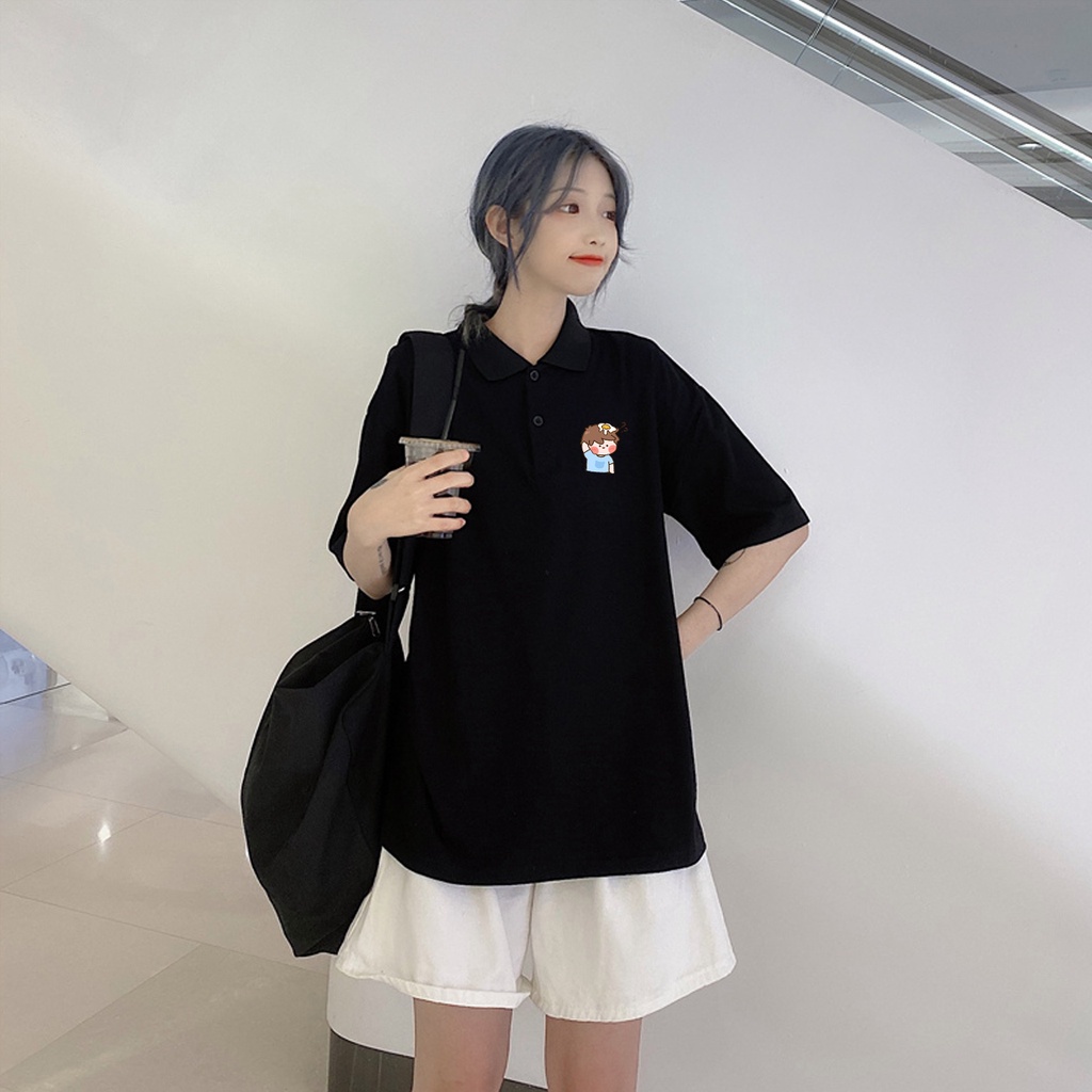 Áo Thun Cổ Trụ Polo IN HÌNH Couple Trứng Phông Unisex Nam Nữ Form Rộng Ulzzang Streetwear TTQ0005
