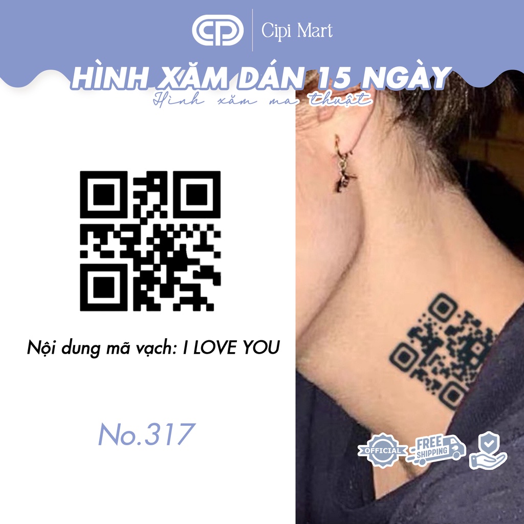 - Hình xăm tạm thời 15 NGÀY - chống nước, cọ xát SIZE M