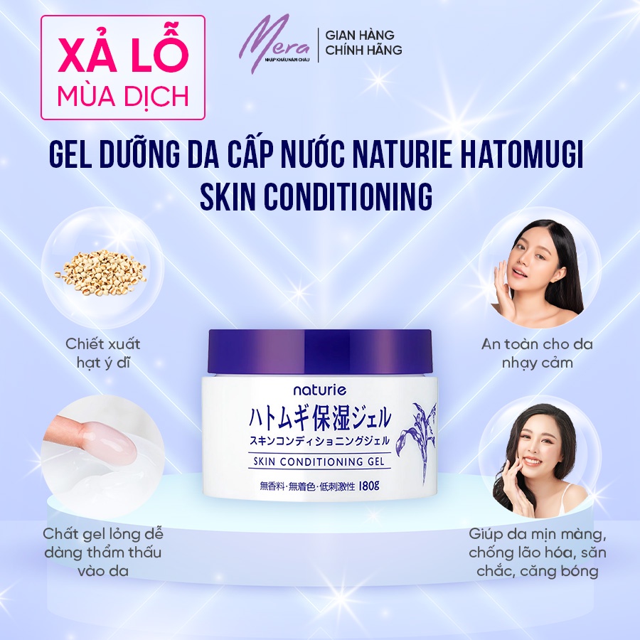 Gel Dưỡng Da cấp nước Naturie Hatomugi Skin Conditioning Chiết Xuất Từ Hạt Cây Ý Dĩ