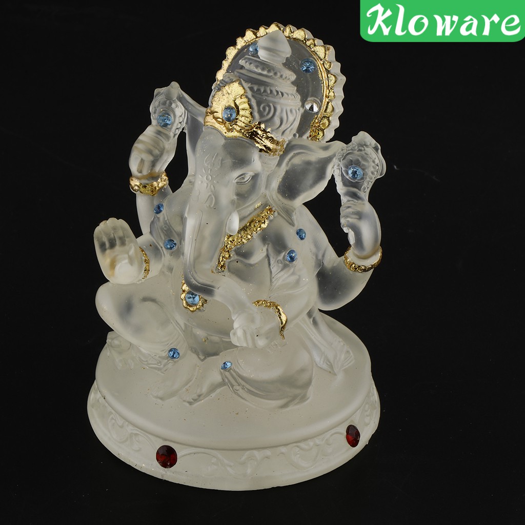 Tượng Thần Voi Ganesh Hindu Trong Suốt Bằng Nhựa Resin