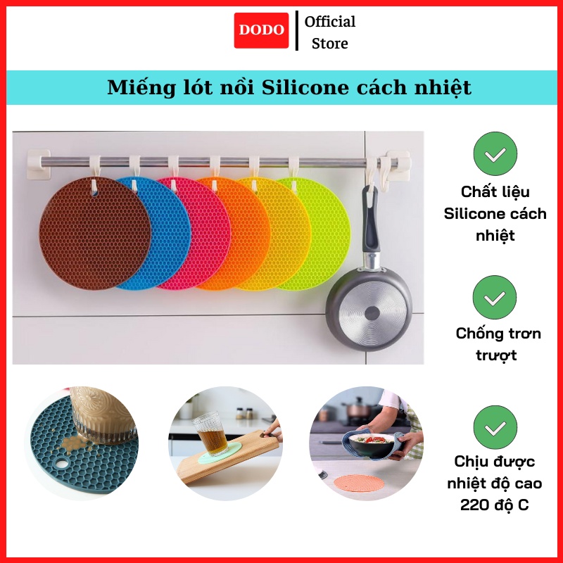 Lót nồi Silicone cách nhiệt chống bỏng, bảo vệ kính mặt bàn , Chuẩn phong cách nội trợ an toàn Âu Mỹ