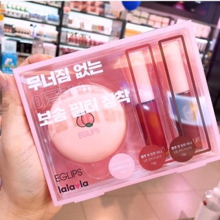 SET 1 PHẤN PHỦ ĐÀO EGLIPS HEY PEACH + 2 SON KEM LÌ EGLIPS VEVET FIT TINT