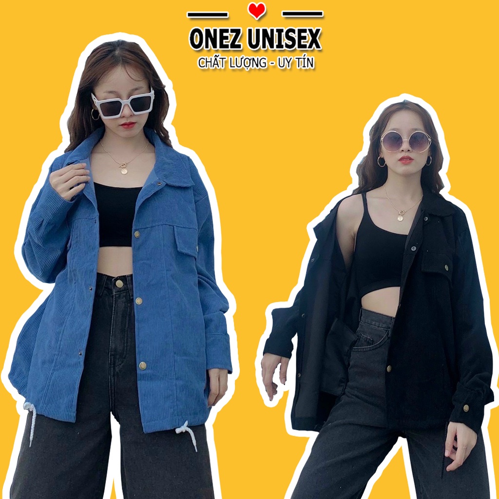 Áo khoác nhung tăm jacket Logo Thuê,Áo sơ mi nhung gân ONEZ Hình Thật 100% Form Rộng Đẹp - HÀNG MỚI VỀ