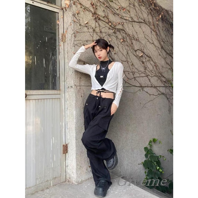 Quần Dài Dáng Rộng Nhiều Túi Màu Sắc Đơn Giản Thời Trang Mùa Xuân Cho Nữ