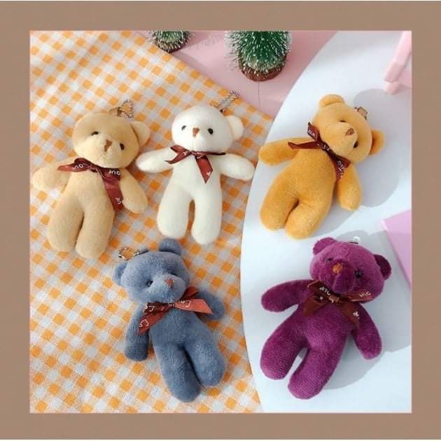 Gấu bông Teddy Đeo Nơ Móc Khóa Phụ Kiện siêu cute