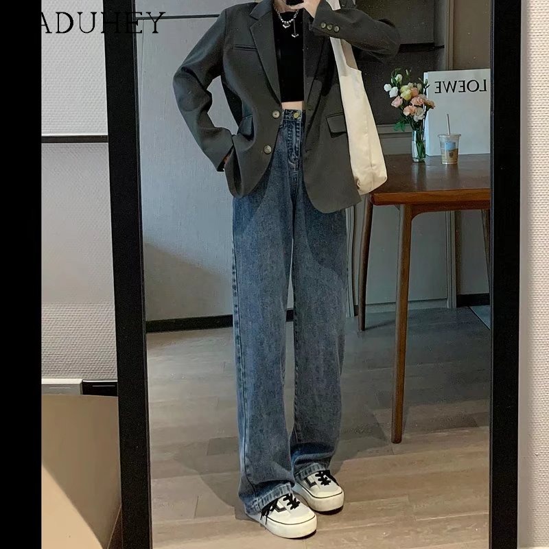 Quần jean nữ ống rộng lưng cao