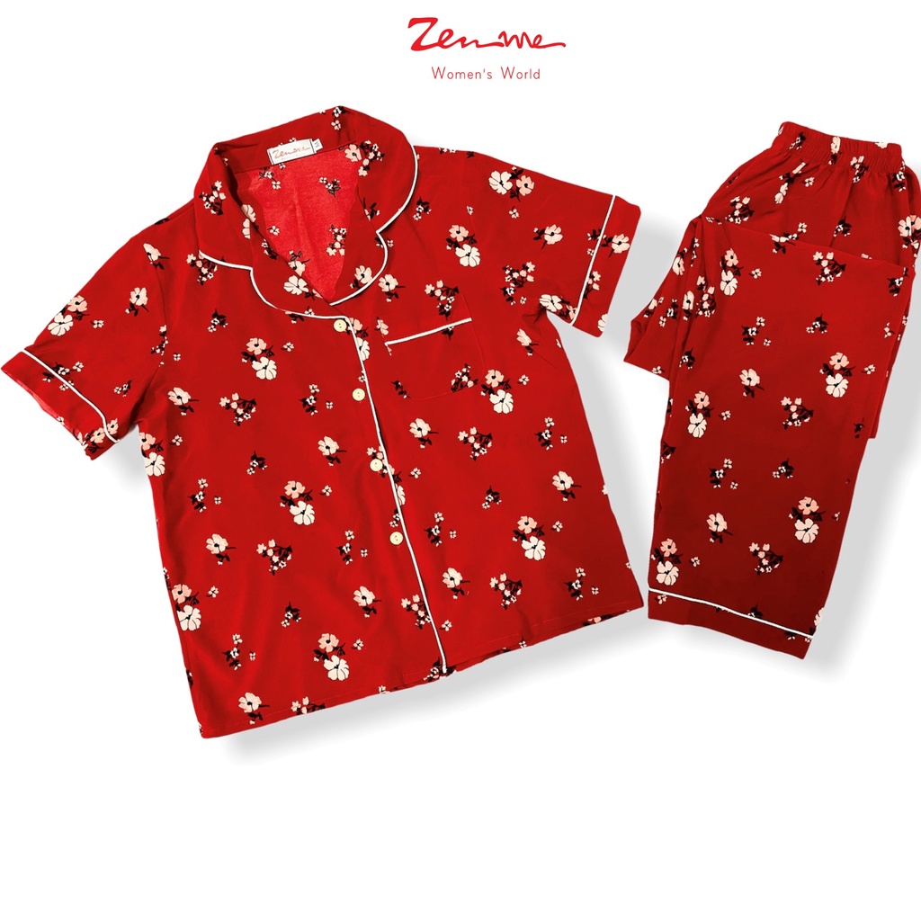 Đồ bộ pijama nữ Zen Me bộ mặc nhà tay cộc quần dài chất liệu Lụa giấy Luxury cao cấp - họa tiết trẻ trung hiện đại | BigBuy360 - bigbuy360.vn