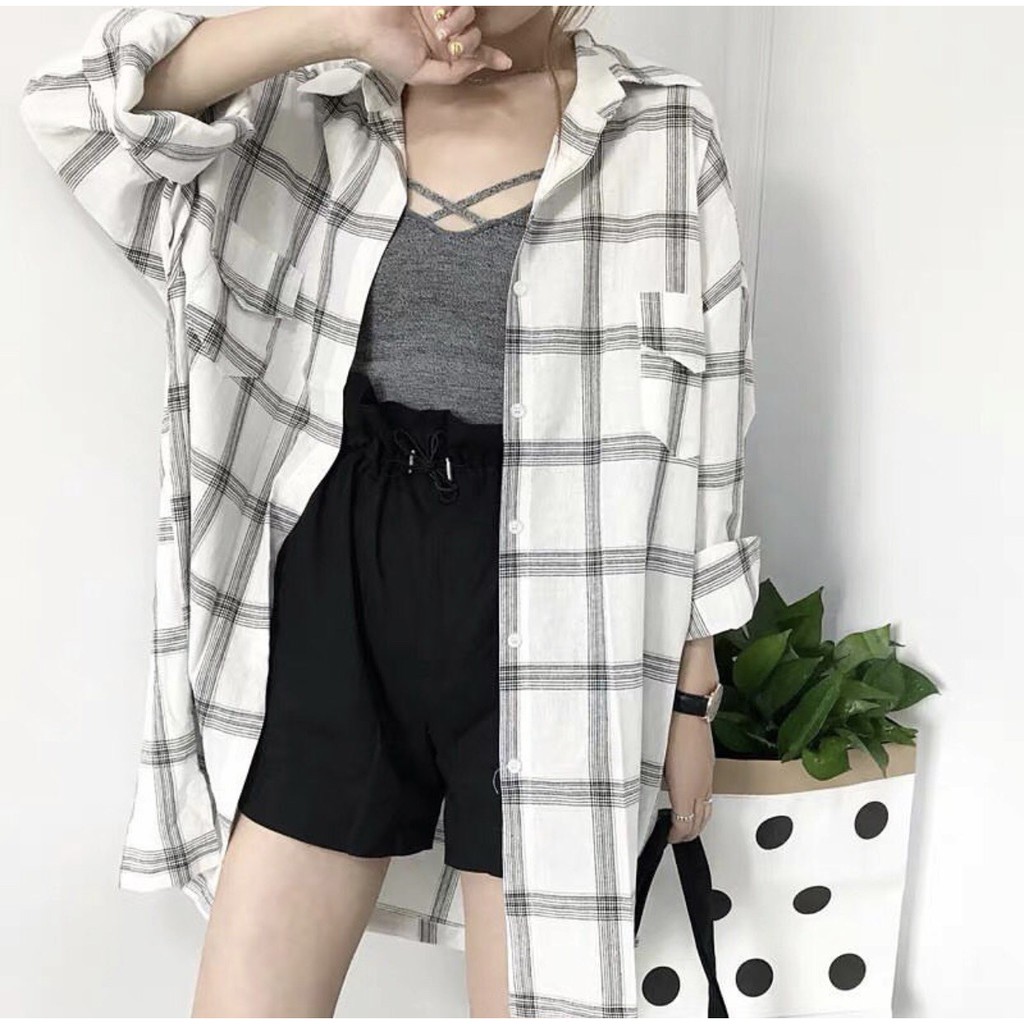 DUNEA Áo Somi CARO DÁNG DÀI FLANEL Unisex
