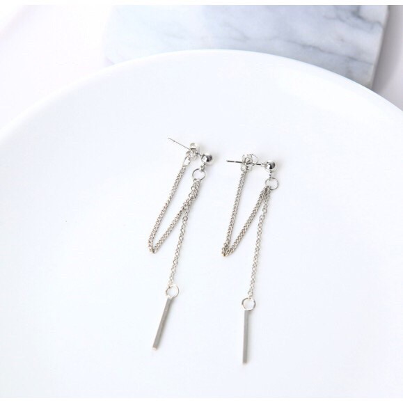 Chain Stick Earring khuyên tai bông tai dây xích phối thanh phong cách