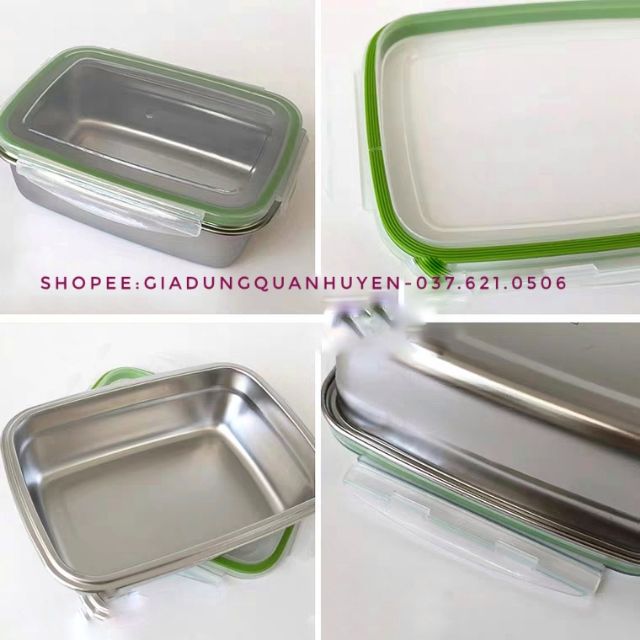 Bộ 3 Hộp đựng thực phẩm, hộp lạnh inox 304 chính hãng Hàn Quốc