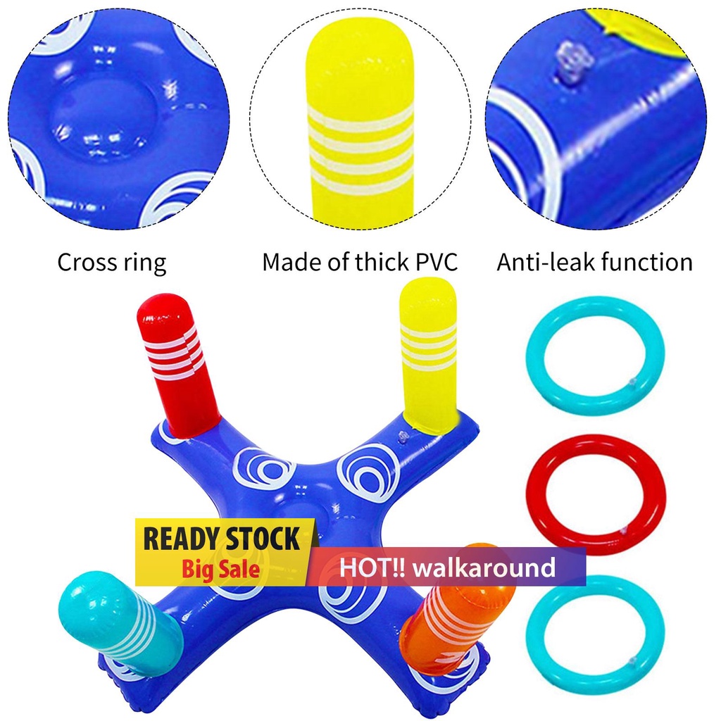 walkaround Inflatable Cross Ring Toss Game Inflator Beach Floating Party Game Kit