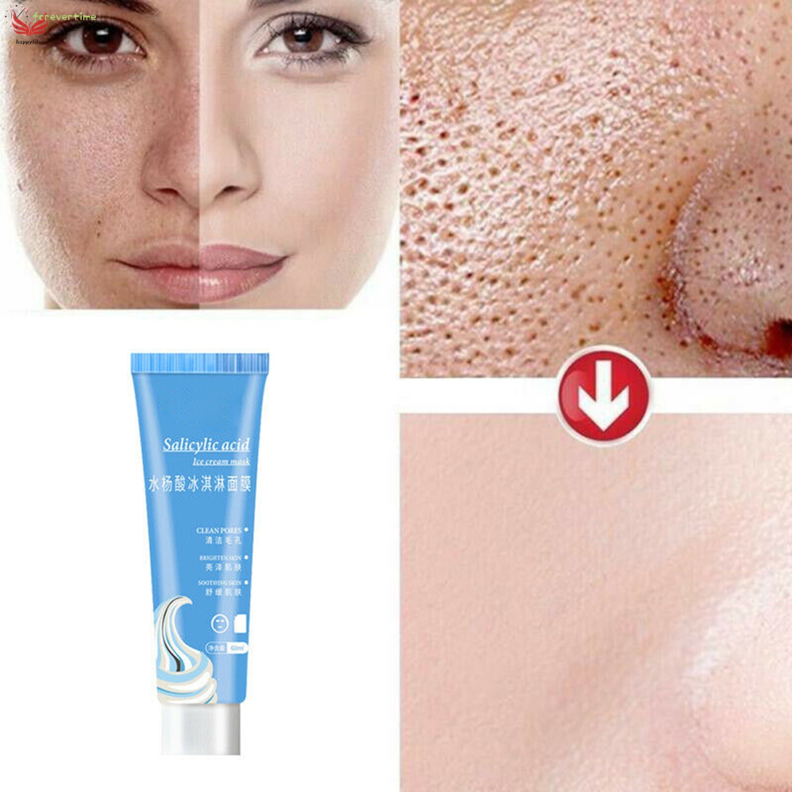 Ready Stock Mặt Nạ Dạng Kem Chứa Axit Salicylic Giúp Cải Thiện Da Mụn Đầu Đen Và Dưỡng Ẩm