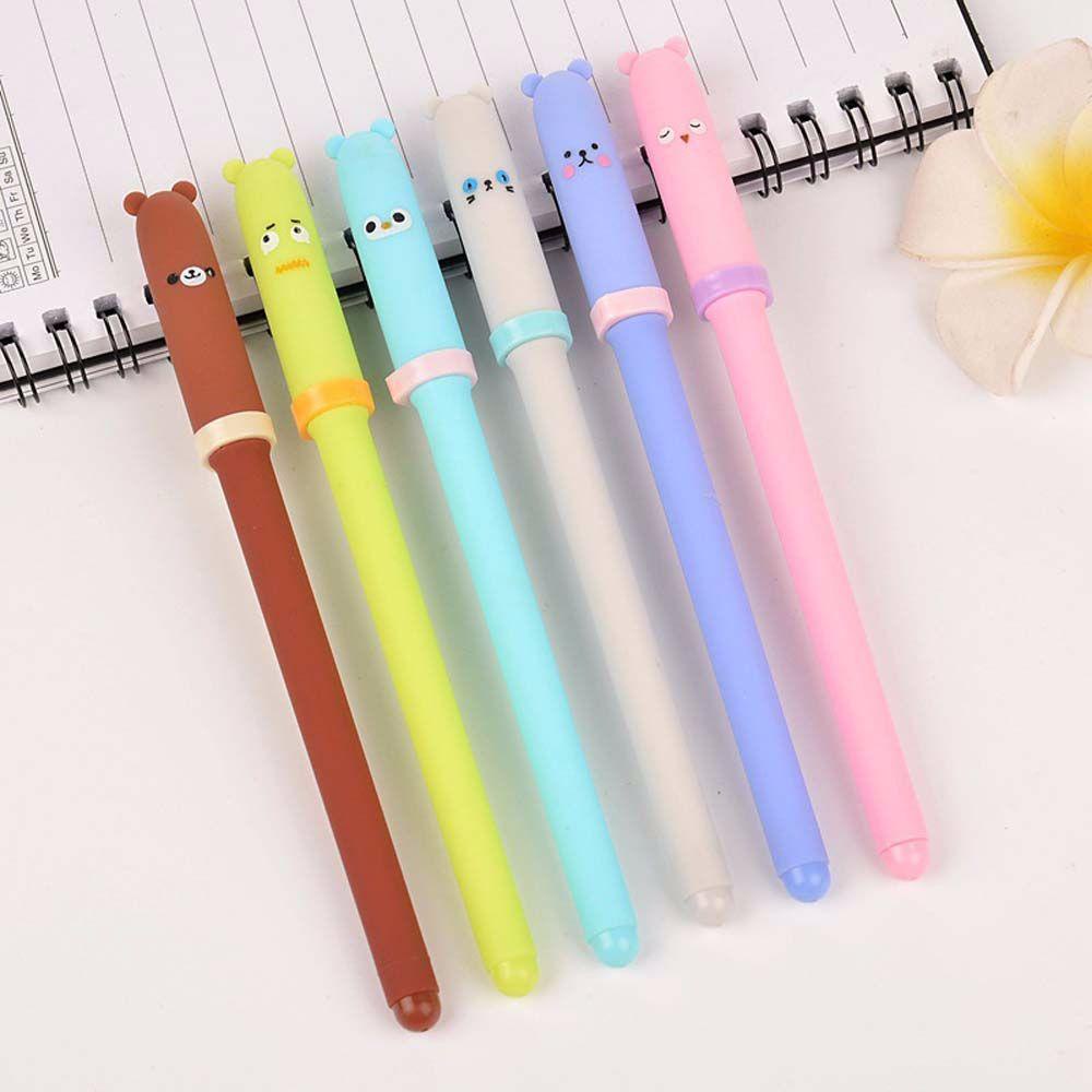 Bút Mực Gel Mực Đen Hình Gấu Hoạt Hình Cho Học Sinh