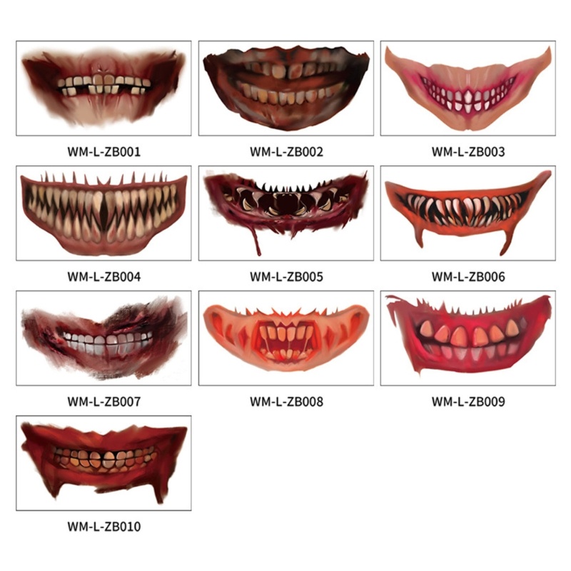 Set 10 Hình Xăm Dán Kinh Dị Hóa Trang Halloween
