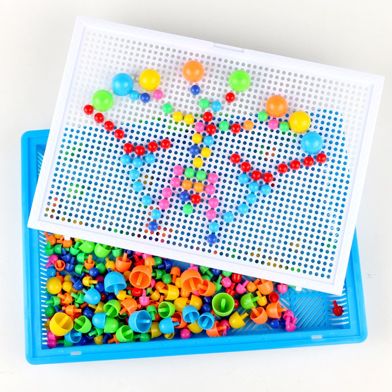 Đồ chơi xếp hình, bộ đồ chơi xếp hình lego 296 chi tiết hạt nấm hộp quai xách kích thích sự sáng tạo tư duy cho bé